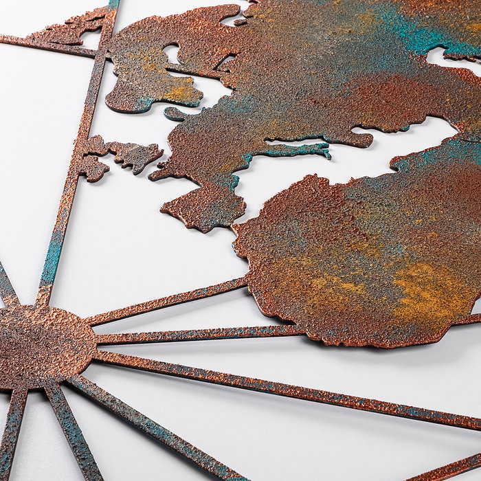 Wallity World Map Large - 2 Escultura de Pared de Metal Multicolor